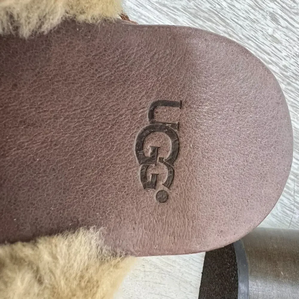 UGG Shoes Womens Size 5 1/2 - 6 Kassi High Heel Leather Clog Mule Sheepskin